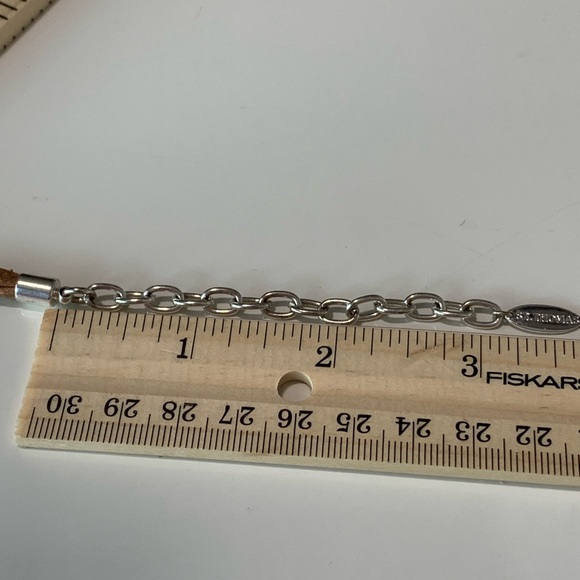 St. Thomas choker style necklace. Silver tone. Silvertone medallions brown chord - Picture 6 of 6